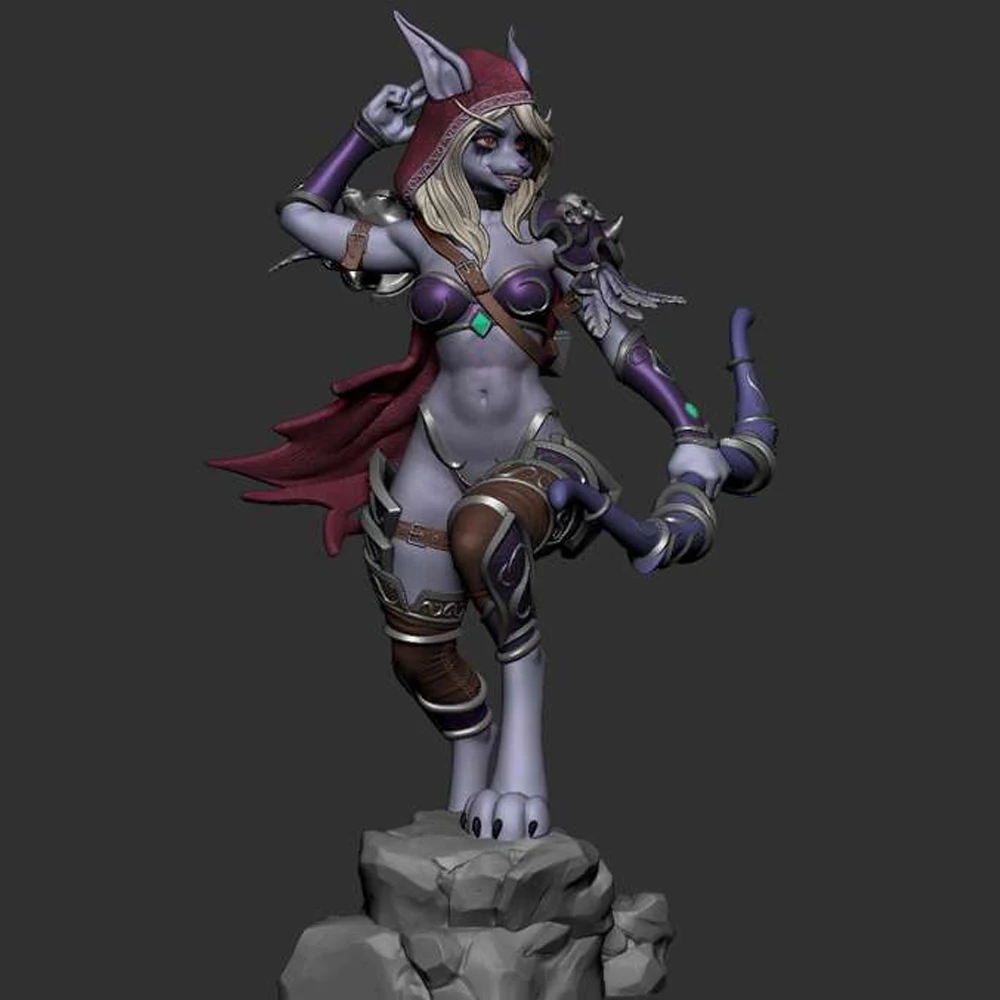 

1/24 Belle Sylvanas Fox Sexy Resin Figurine Toy Unpainted GK Doll Unassembled 3D Print Assembly Miniature Reduction Statue Toy