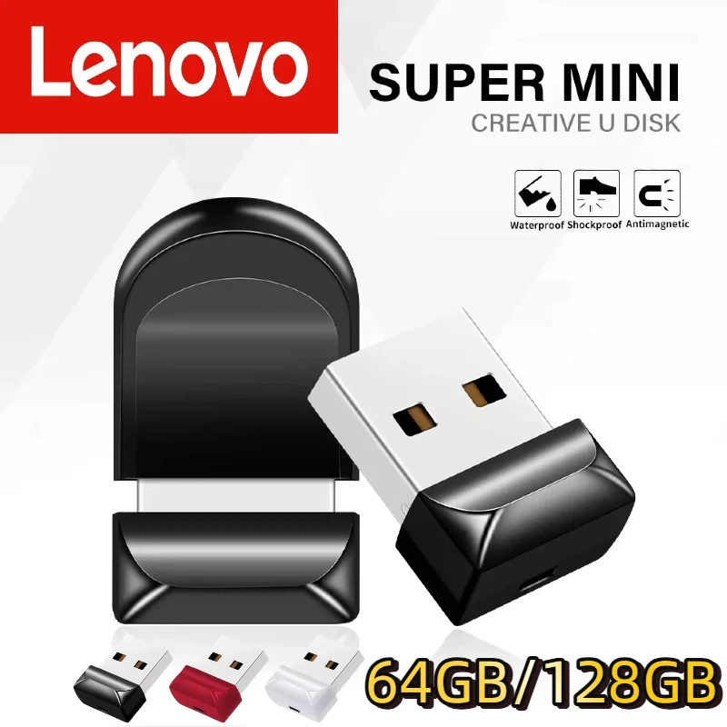 لينوفو USB 2.0 128 جيجابايت محرك قلم صغير للغاية أسود عالي السرعة ذاكرة عصا القلم محرك 64 جيجابايت USB محرك فلاش بيضاوي مقاوم للماء بندريف
