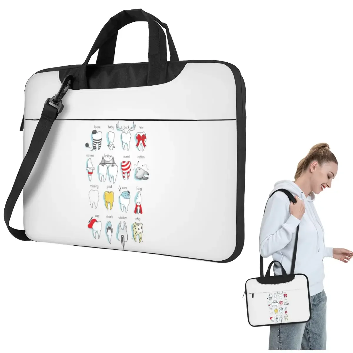 Dental Definitions Crossbody Laptop Bag Case Computer Bag Resistant Protective Notebook Pouch for Macbook Pro