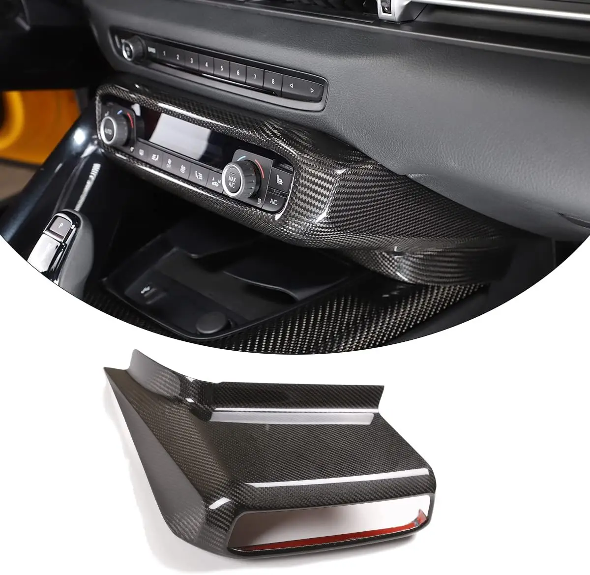 

1PCS Dry Carbon Fiber Car Center Console Panel Trim Cover For Toyota GR Supra A90 MK5 2019-2025 Styling Decorative Accessories