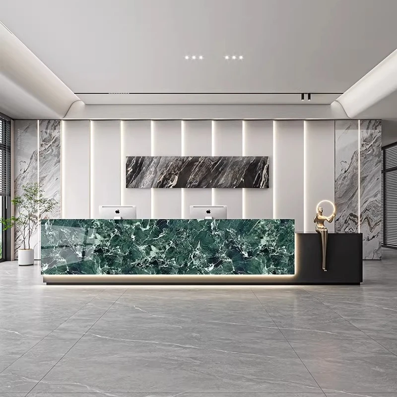 

Front Luxury Reception Desk Counter Infodesk Modern Reception Desk Business Beauty Salon Bancone Per Negozio Corner Furniture