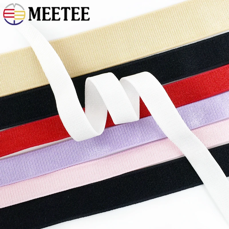 10Meters Meetee 6-25mm Nylon Elastic Bands Underwear Strap Rubber Band Sewing Bra Soft Stretch Tape Lace Ribbon DIY Accessories