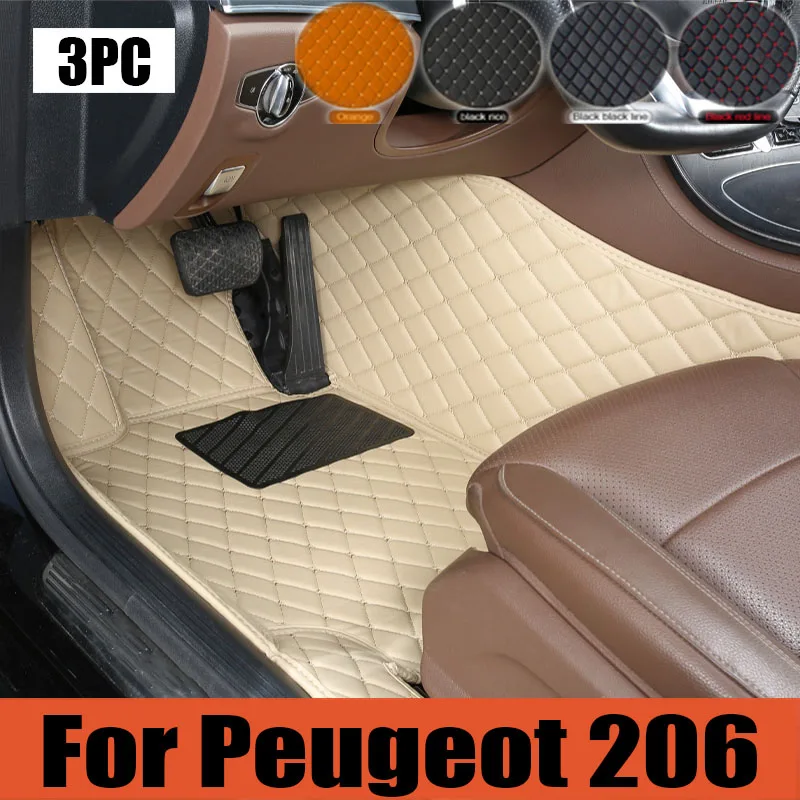 

Car Floor Mats For Peugeot 206 206+ 1998~2013 Carpets Rugs Luxury Leather Mat Interior Parts Car trunk mat 1999 2000 2001 2002