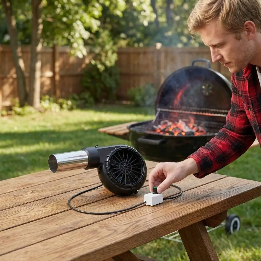 

USB Powered USB Power Supply USB BBQ Blower Adjustable Speed BBQ Fan BBQ Air Enhancer Camping Barbecue