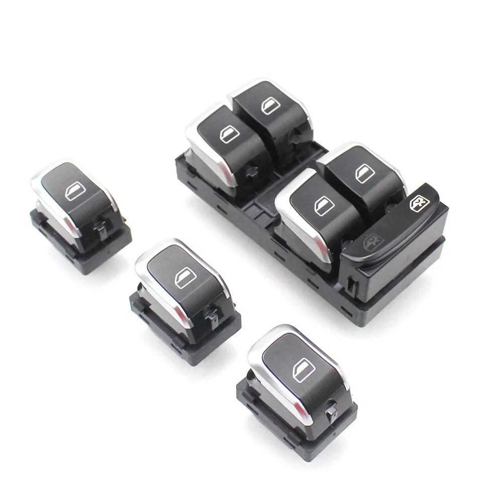 4PCS Chrome Window Main Control Passenger Side Switch Button for Audi A4 Q5 B8  8KD959851A   8KD959855A