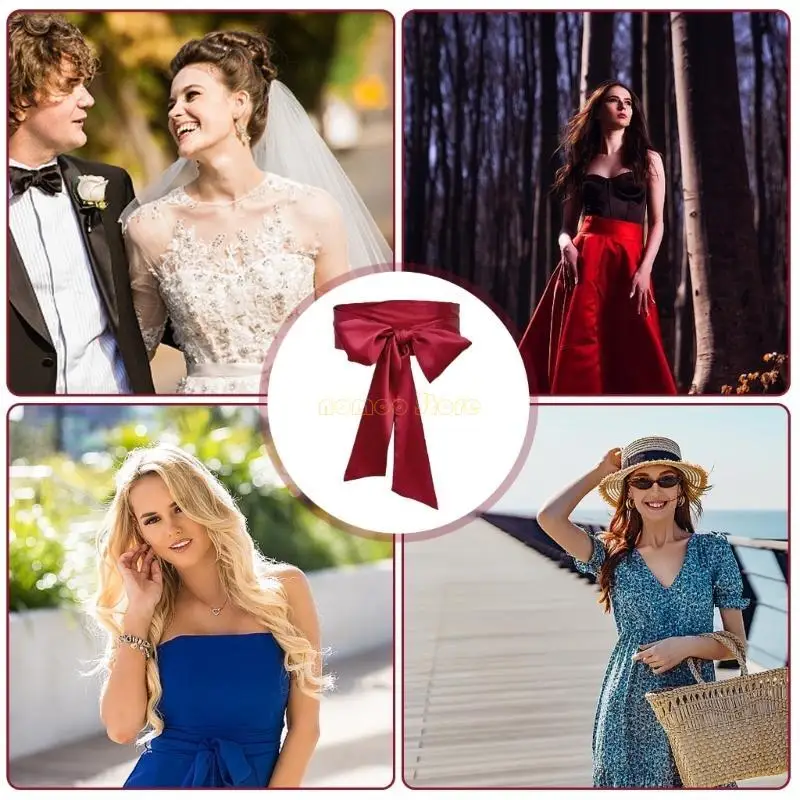 31BF Lichtgewicht Brede Tailleband Kleur Lace Up Strik Decor Lint Taille Riem Dameskleding Accessoires