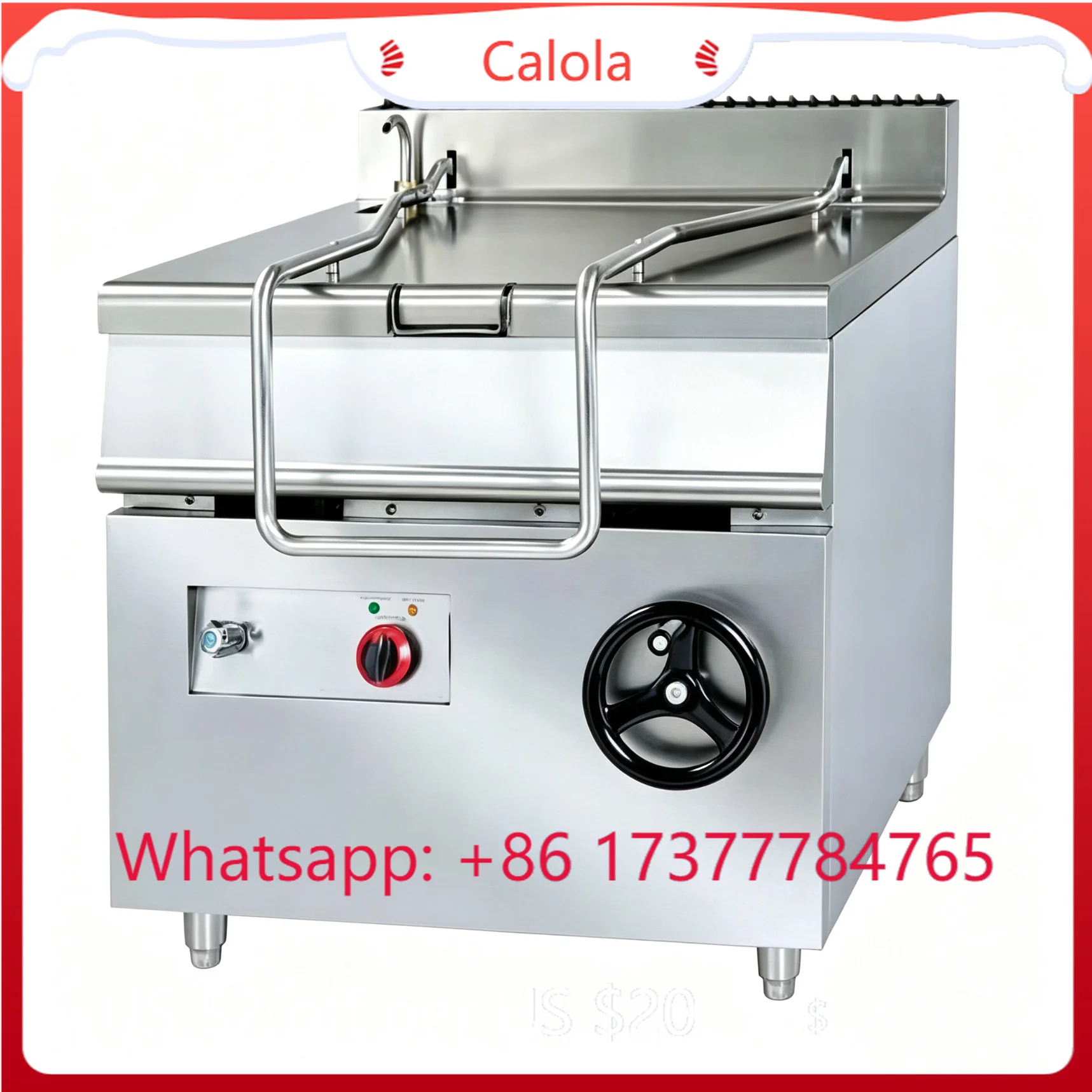 Heavy Stainless Steel Tilting Braising Pan Commercial Restaurant Kitchen Cooking Equipment