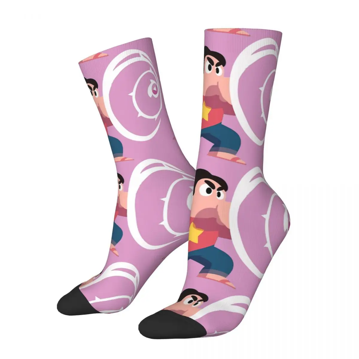 Funny Compression Sock for Men Shield Hip Hop Harajuku Steven Universe American Funny Cartoon Seamless Printed Boys Crew Sock