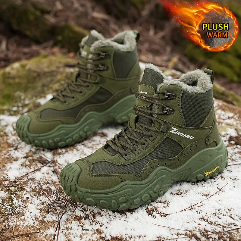 Plus Size Ankle Boots Men's Winter Plush Shoes Man Cloth Sneakers 2026 Male High Top Outside Mountaineering Shoe 45 46 47 48