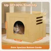 PAWZ ロードラージキャットツリー フードステーション付き、74.8インチの木製背の高いキャットタワー、特大コンドミニアムとハンモック付き、広々としたパーカッション 3