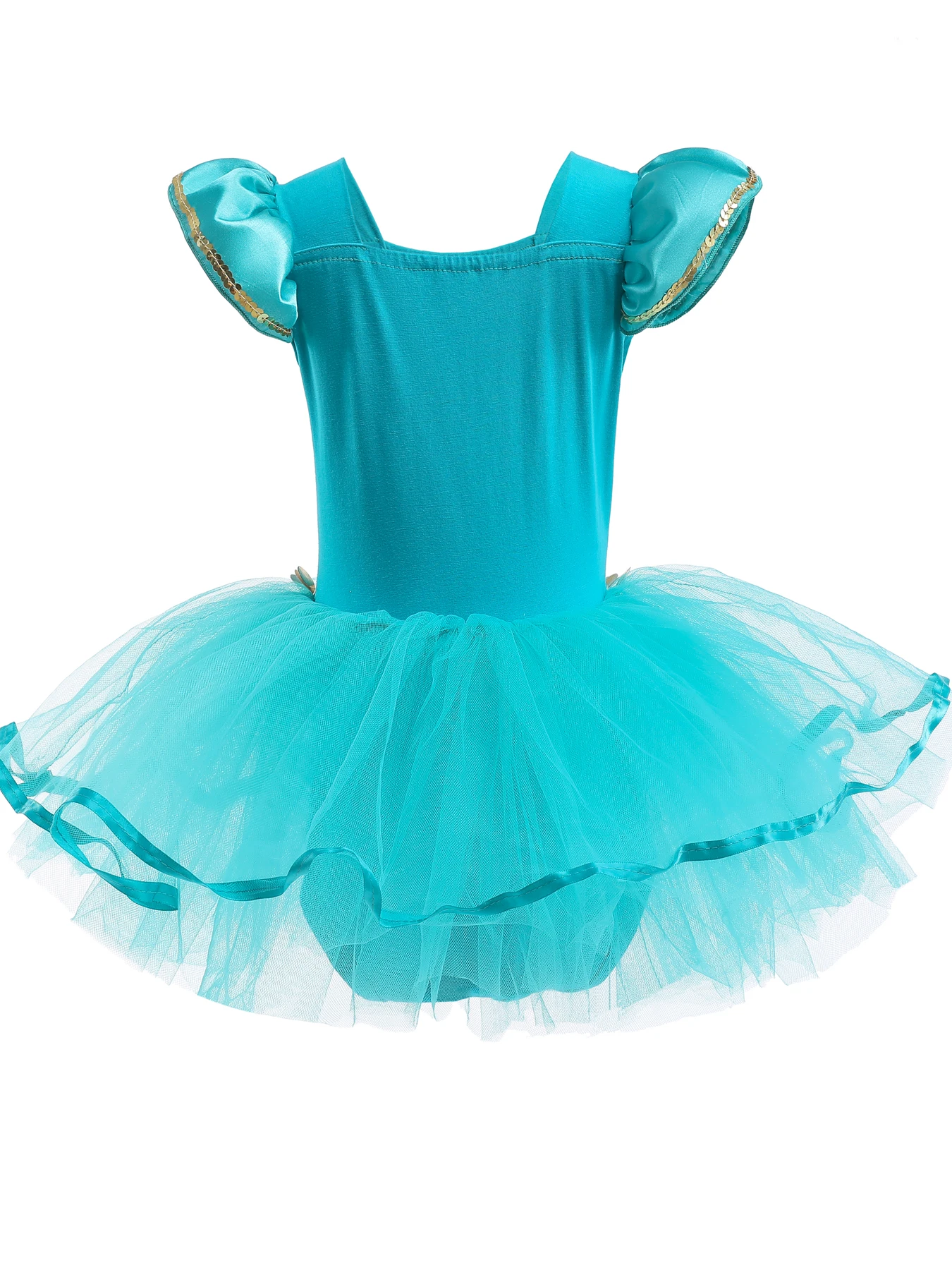 Princess Jasmine Tutu Dress with Cape for Toddler Little Girls Ballerina Dance Costume Outfit Dancewear, Blue/Purple/Yellow