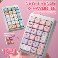 21-Key Wireless Mechanical Number Pad Tri-Mode Cartoon Numeric Keypad with Hot-Swappable Switches Multi-Color RGB Backlight