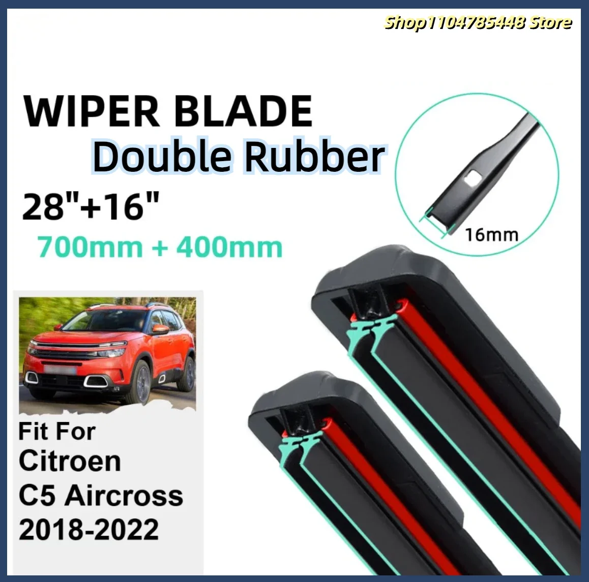 

Double Rubber Car Wiper Blades for Citroen C5 Aircross 2018-2022 Front Windscreen Windshield Rubber Car Accessories 2021 2022