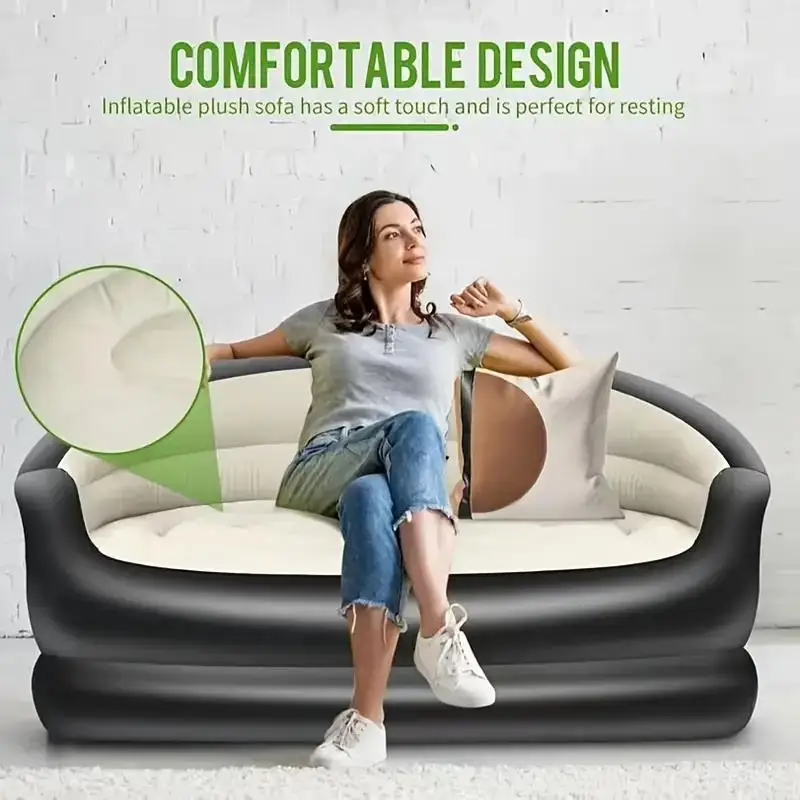 سرير قابل للنفخ محمول في الهواء الطلق، أريكة مزدوجة للاسترخاء، كرسي قابل للنفخ للتخييم قابل للطي، أريكة قابلة للنفخ في الهواء الطلق