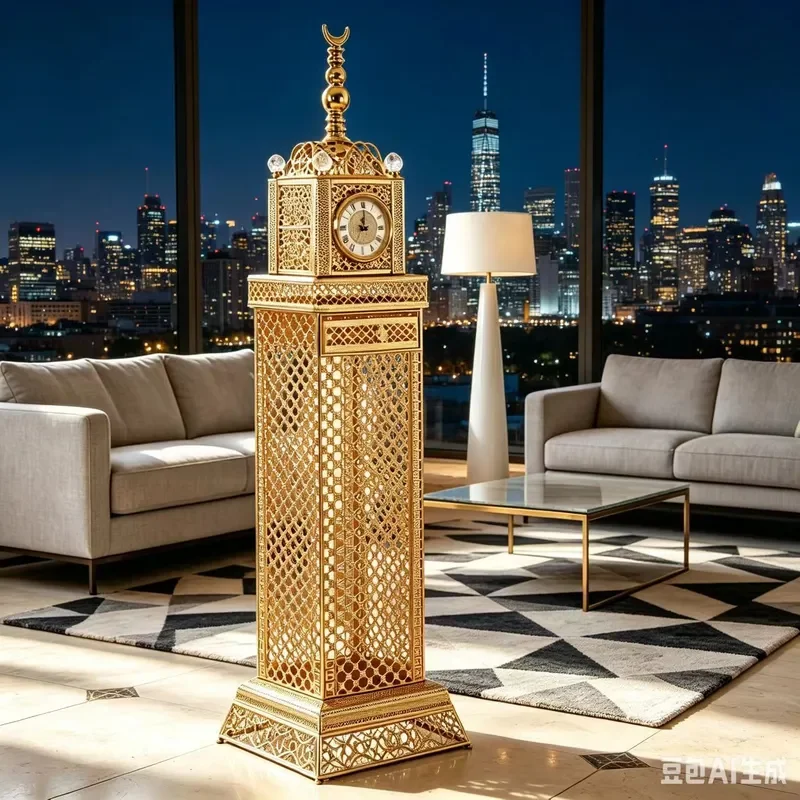 Luxury Gold Wrought Iron Floor Standing Incense Burner for Home Decor Arabian Style Aromatherapy Candle Holder Outdoor Garden