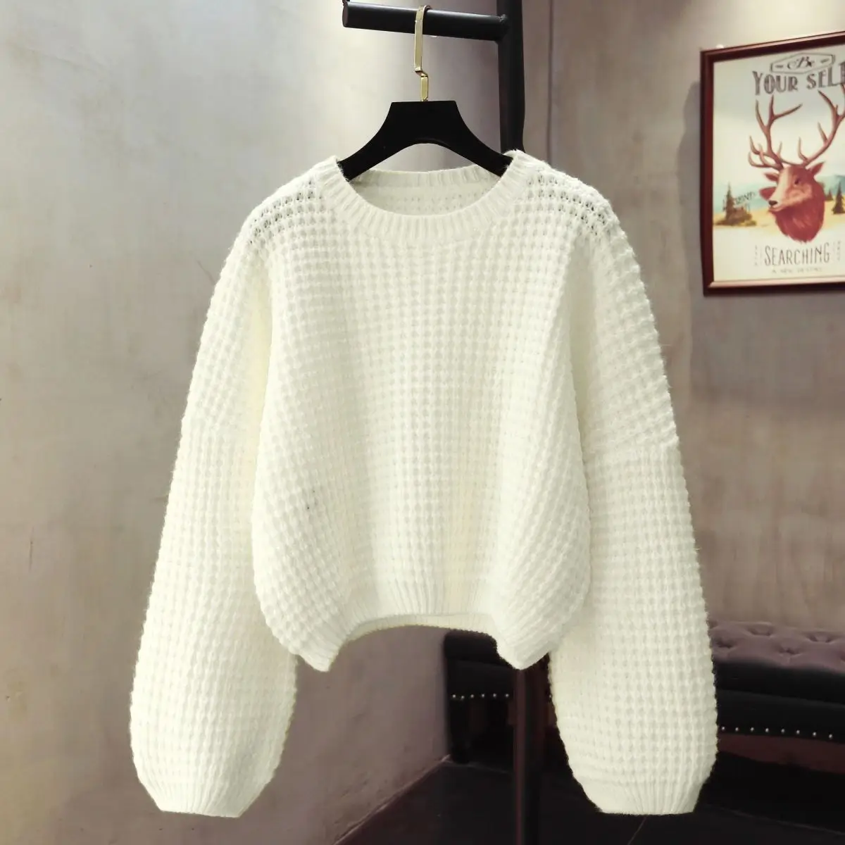 

2023 New Autumn/Winter Sweet Candy Color Fashion Loose Short Knitted Sweater