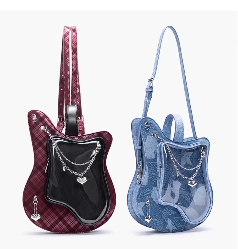 

Original Guitar Ita School Bag Sweet Heart Chain Mochila Hit Color Hot Cool Backpack Crossbady Bags for Woman Y2K Sac Femme