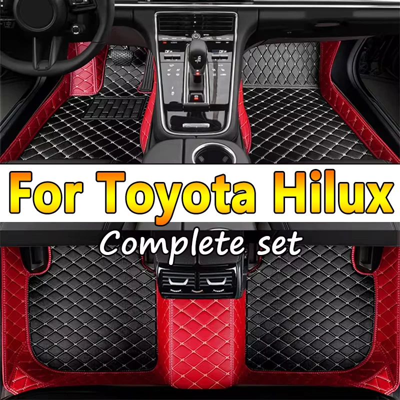 

Custom Automotive Car Floor Mats For Toyota Hilux 2015 2016 2017 2018 2019 Auto Luxury Leather Men Women Car Mats Full Coverage