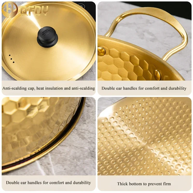 Korean ramen pot with two ears with cover high appearance level hiking camping curry noodles kitchen cookware