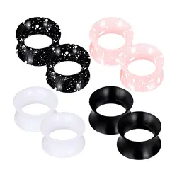 2PCS Flexible Extra Soft Silicone Ear Tunnels Plugs Stretchers Expander with White Spots Piercing Jewerly Gauges Earrings 8-16mm