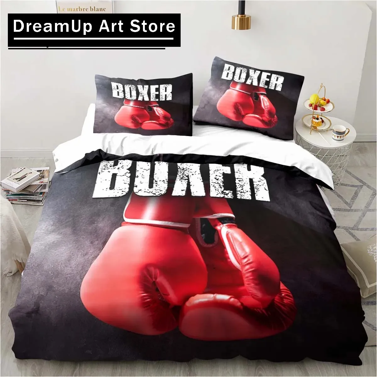 3D Print Boxing Gloves Boxer FightingBedding Set Duvet Bed Cover Duvet Cover Pillow Case Boy Bedroom King Size Double Bed Beddin