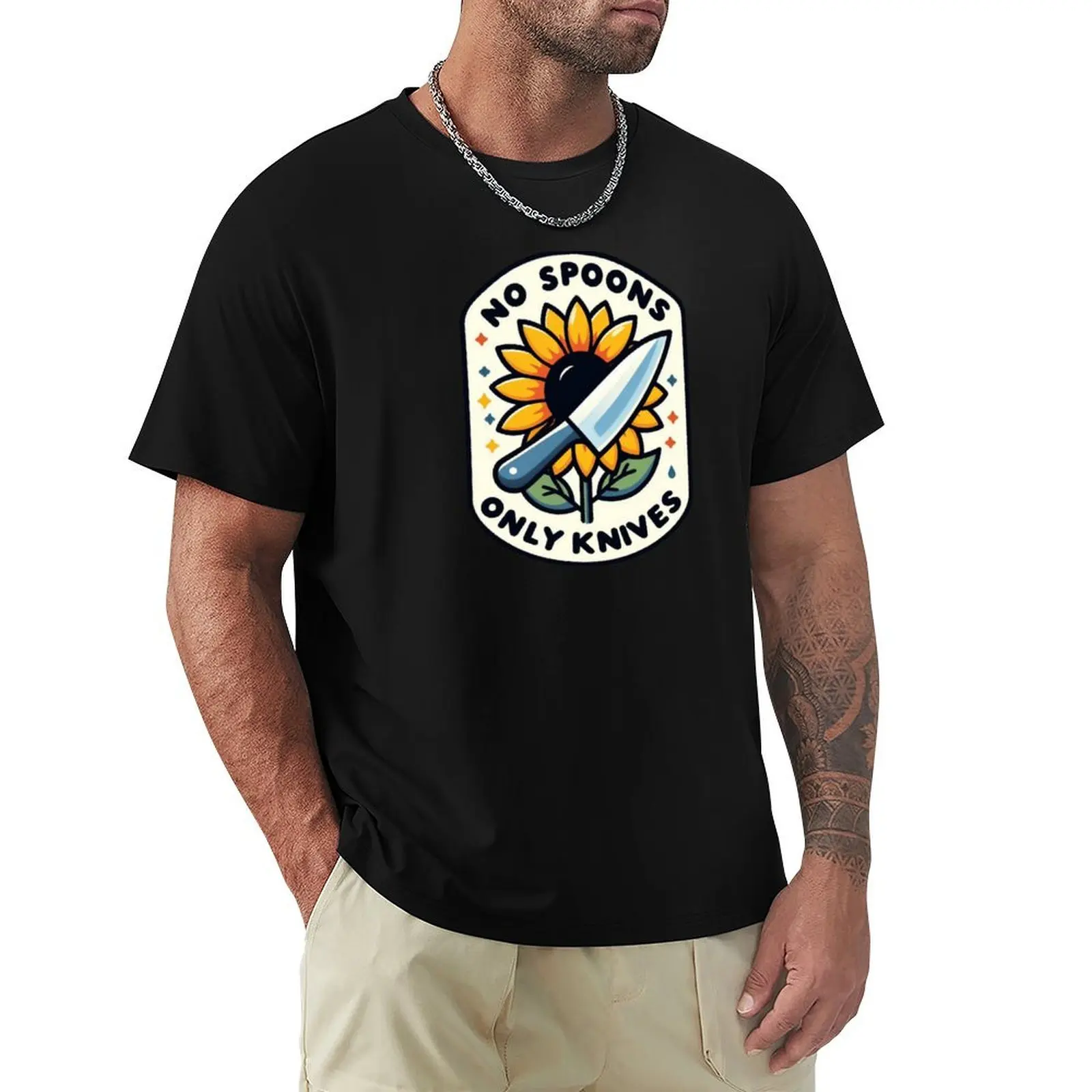 No spoons only knives T-Shirt Fashion Letter Print T-Shirt