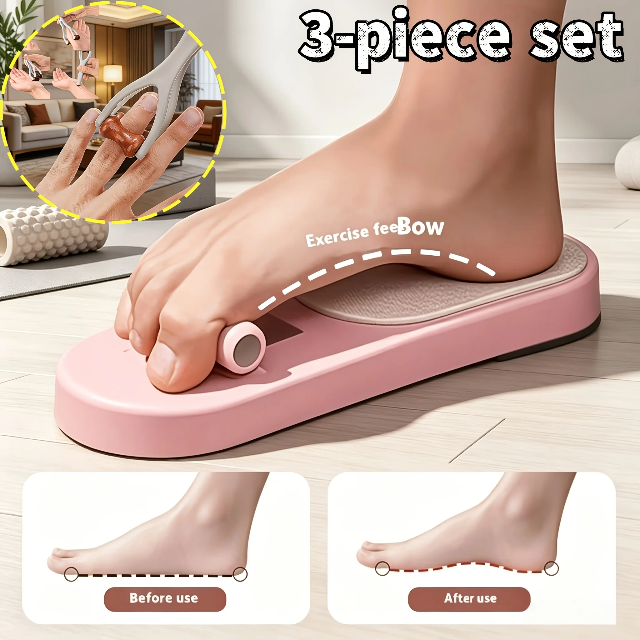 3pcs Massage Tool Set Foot Back Finger Massager Portable Strengthener Muscle Corrector Home Muscle Relaxation Training Tool