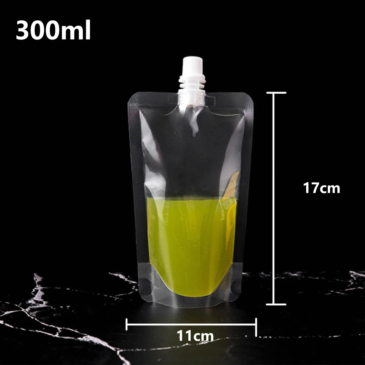 50X 100X Plastic Uitloop Zakken 30/50/100/150/200/300/500 ml Stand Up Vloeistof Drinken Melk Sap Wijn Pouch W/Caps Leeg 100 stks