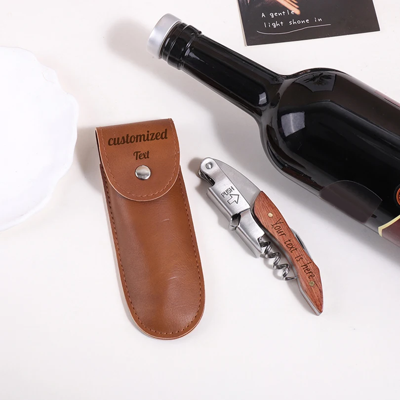 Personalisierter Weinöffner mit Holzgriff, Individueller Text, Korkenzieher, Geschenk, Folienabschneider, Lasergravur, Flaschenöffner mit Anpassbarem Namen – Detail 2