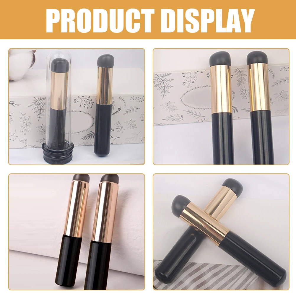 2 uds pincel de lápiz labial aplicadores de silicona para mujeres máscara correctora brillante varitas de viaje cepillos de cabeza redonda