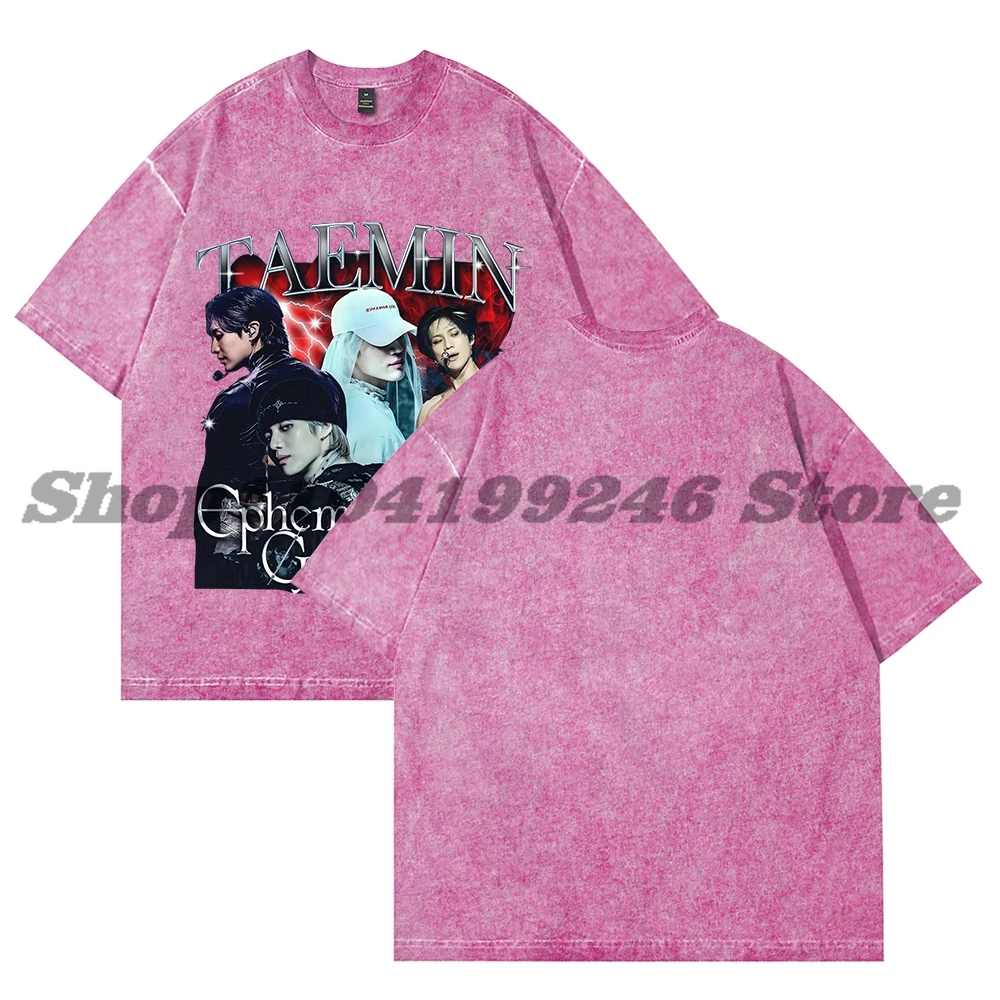 

Taemin Ephemeral Tee Merch Vintage Wash Tee Cosplay Women Men Fashion Short Sleeve Cotton T-Shirts