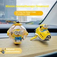 Hot Minions Cartoon Car Air Freshener With Atmosphere Lamp Rotating Propeller Outlet Fragrance Design Auto Accessories