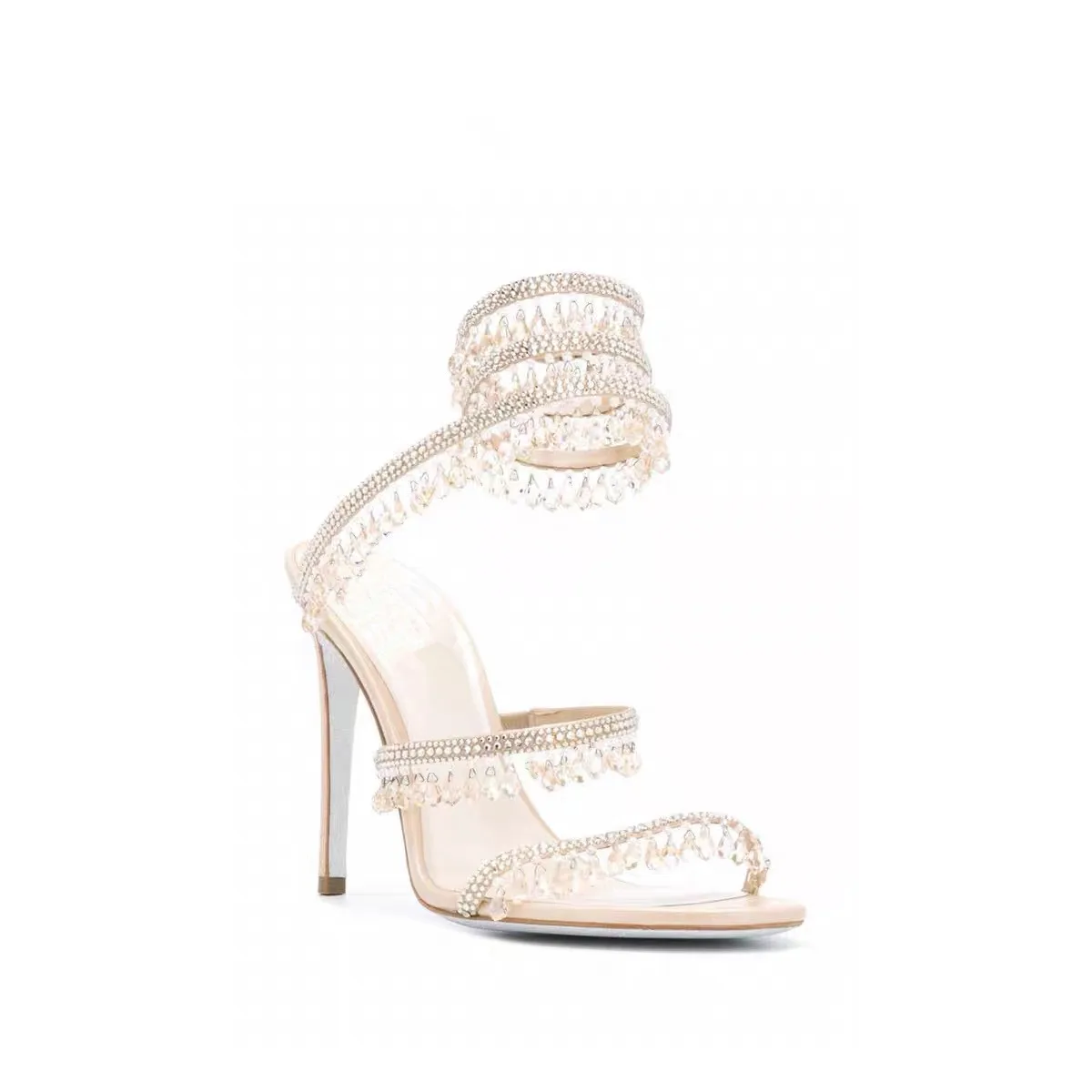 2026Women's New Water Diamond Sandals Fashion Tassel Crystal Shoes Sexy Banquet Party Twin Stiletto Women's Large Sandals view 3