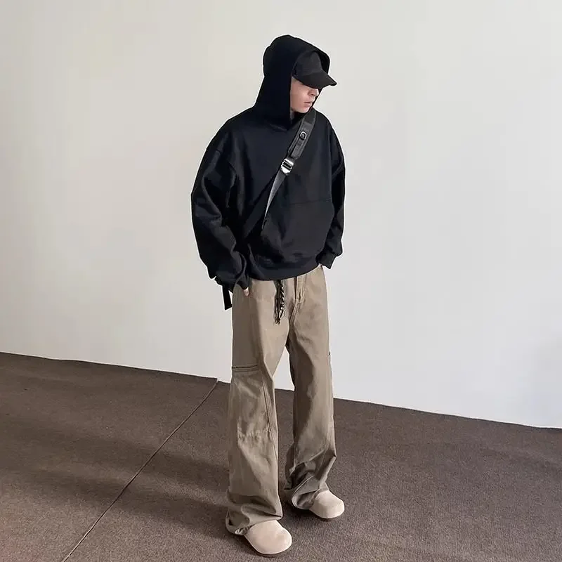 جينز مستقيم للرجال Y 2k قطن عتيق كلاسيكي Y2k ملابس الشارع غير رسمية الجرونج القوطي 2025 خريف كوري جديد في سروال رعاة البقر للرجال