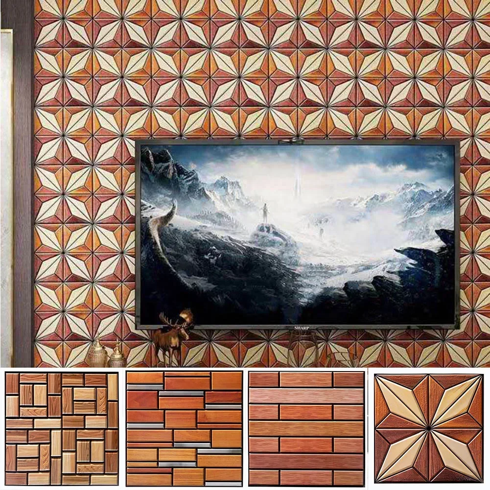 Adesivi per piastrelle 3D Cucina Decorazione impermeabile a prova di olio Adesivo da parete con venature del legno per parete di fondo, decorazione del balcone
