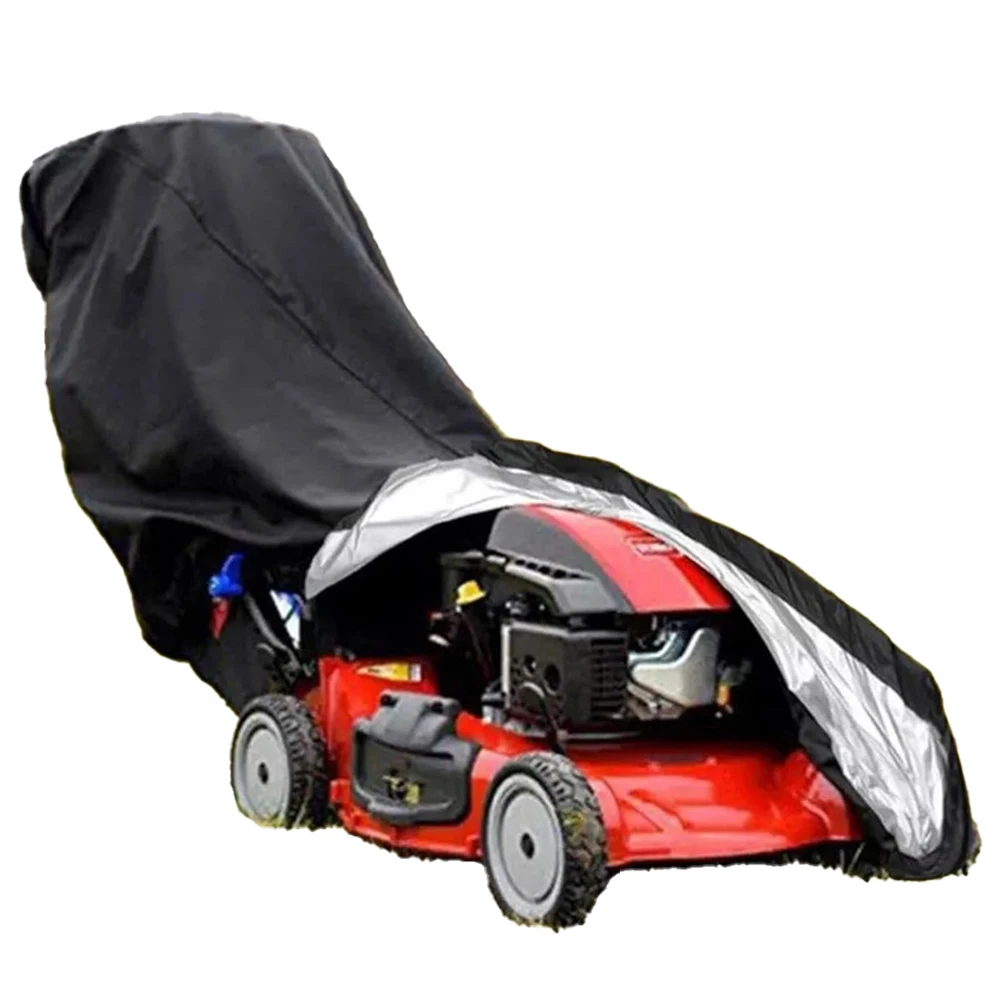 Black Oxford Cloth Waterproof Dust Cover For Outdoor Push Lawnmower Garden Tool Protection 75x44x25 Inch
