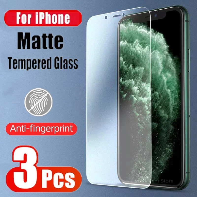 

3PCS Matte Tempered Glass for IPhone 11 12 13 14 15 Pro Max Mini Plus Frosted Screen Protectors On iPhone X XR XS Max Glass Film