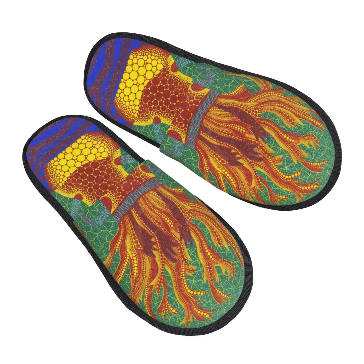 Custom K-Kusama Yayoi Memory Foam Slippers Women Cozy Warm Abstract Art House Slippers
