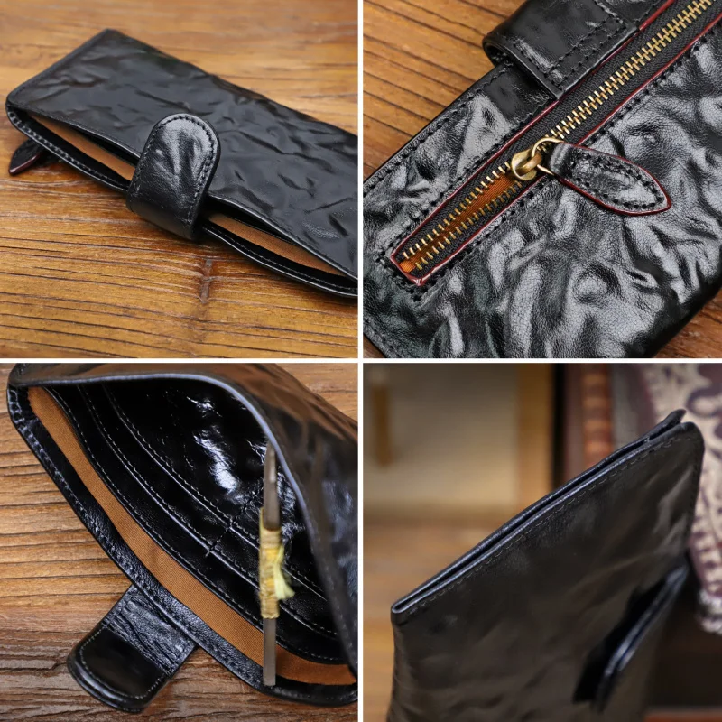 Handmade Purse Men'S Short Vertical Leather Retro Money Clip Female Youth Japanese And Korean Plant Tanned Cow Leather To Do