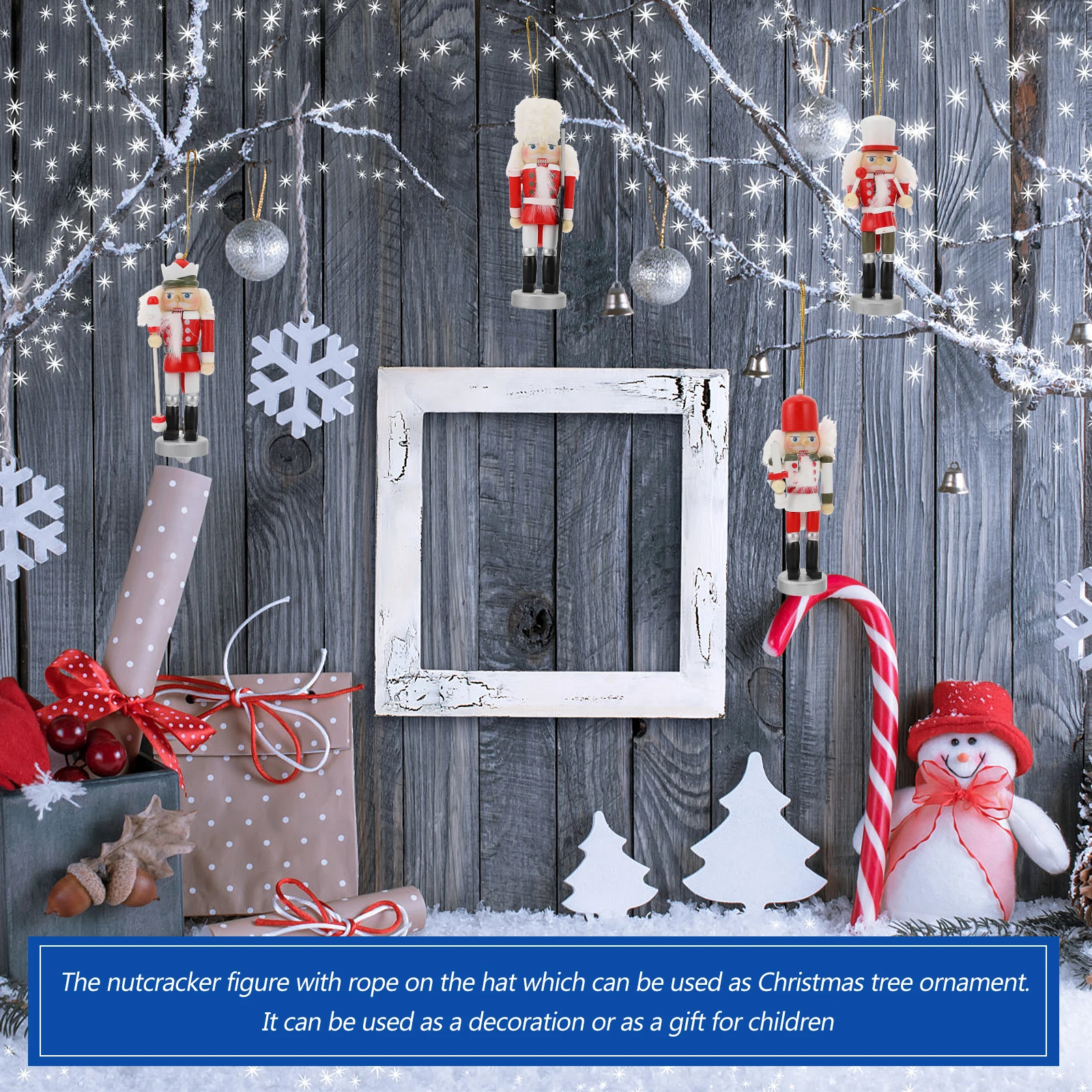 

4pcs Wooden Nutcracker Soldiers Figurines Vintage Christmas Ornaments Holiday Home Decor Festive Desktop Decoration Xmas Party