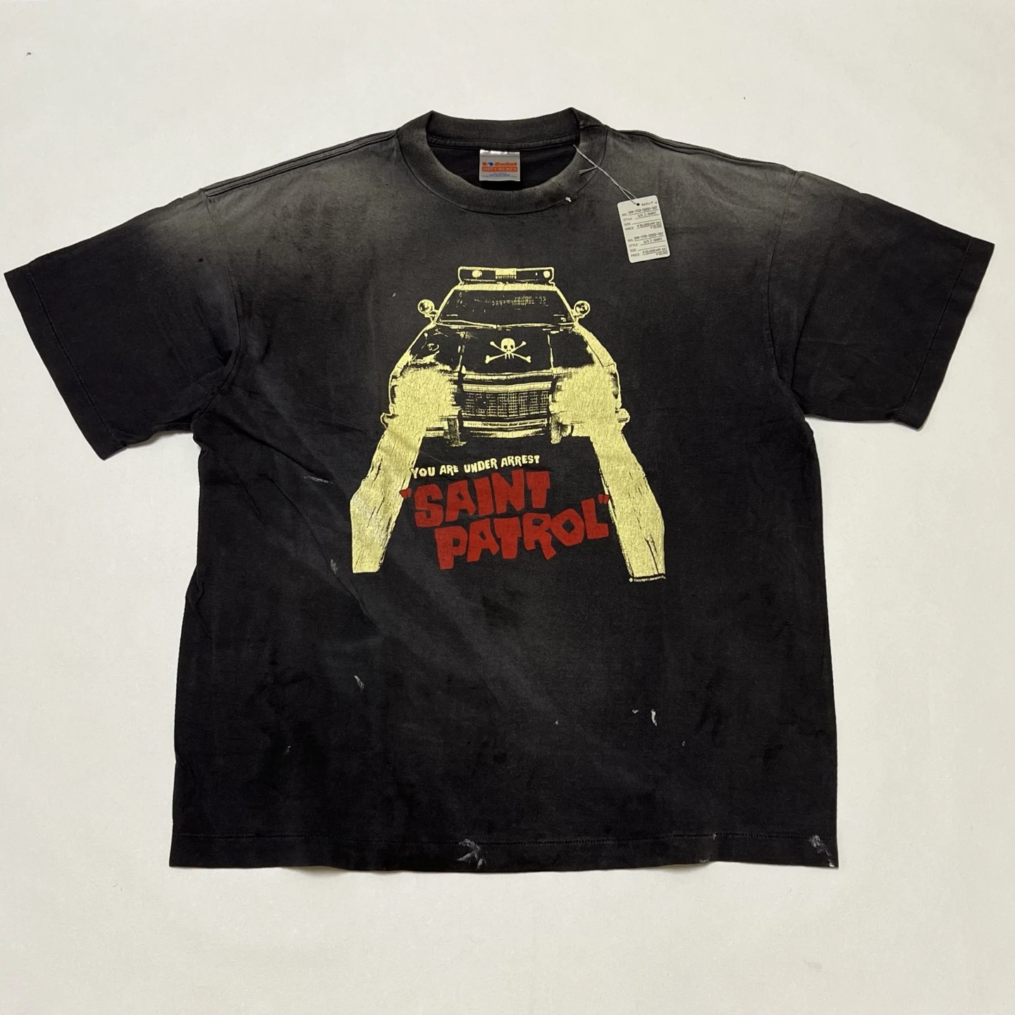 Washed Black SAINT PATROL Hell Police Patrol Team T Shirt Men Women Oversize Tee Tops T-Shirt