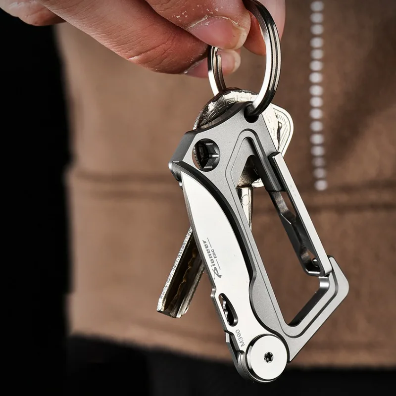 Imagem -04 - Portátil Titanium Alloy Buckle Keychain Ferramenta ao ar Livre Multifuncional Edc Unboxing Cortador Camping Caminhadas Survival Tool com Caixa