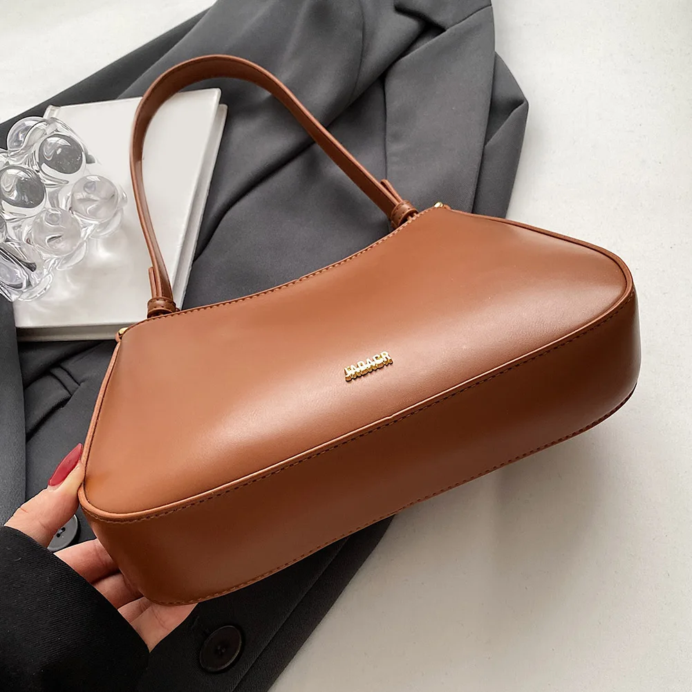 

PU Leather Stylish Satchel Bags Large Capacity Women Chic Hobo Bag Solid Color Vintage Simple Messenger Bag