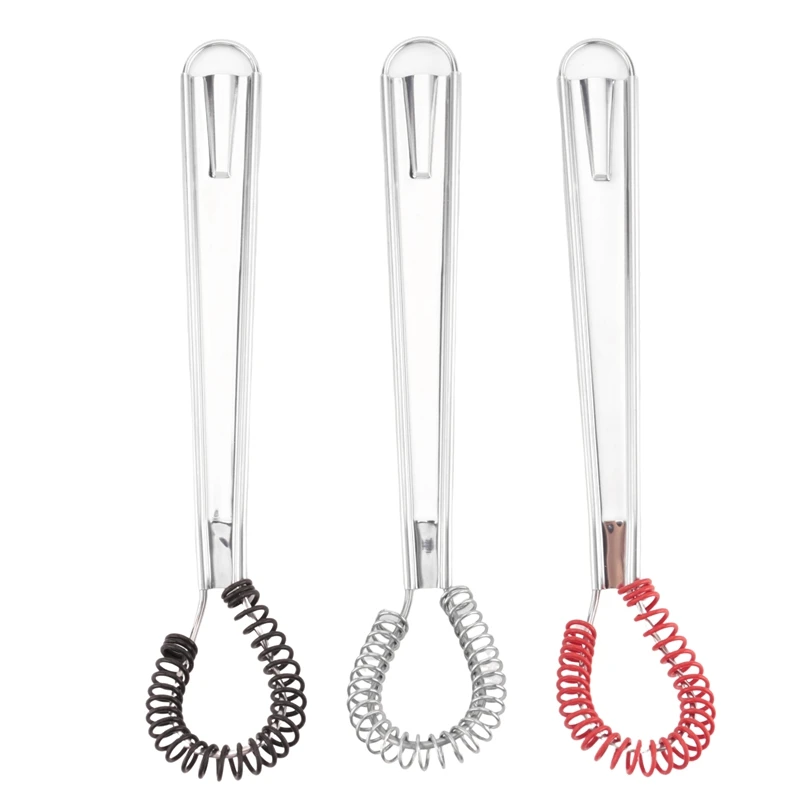 3 Pack Stainless Steel Mini Egg Whisk, Handheld Milk Frother Foamer Foaming Creamy Coffee Mixer Spring Sauce Blender