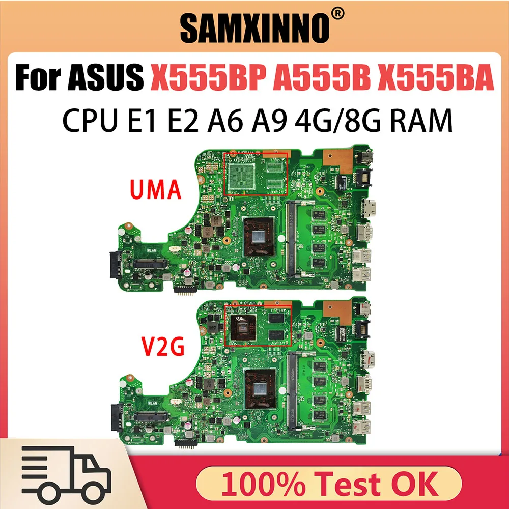 X555QG Laptop Motherboard For Asus X555QA X555Q X555B X555BP K555B X555BA Mainboard A6 A9 A10 A12 FX-9800P CPU 4G8G-RAM