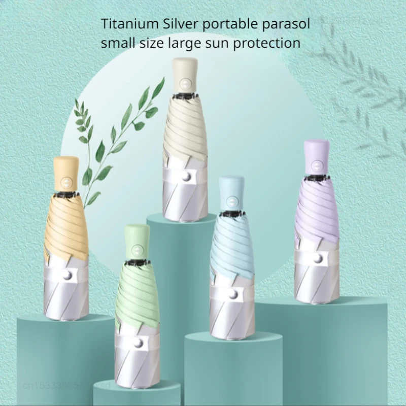 يوبين التلقائي بالكامل للطي جيب مظلة للنساء ، مقاوم للماء ، يندبروف ، عاكسة ، حماية الشمس ، دليل للطي مظلة