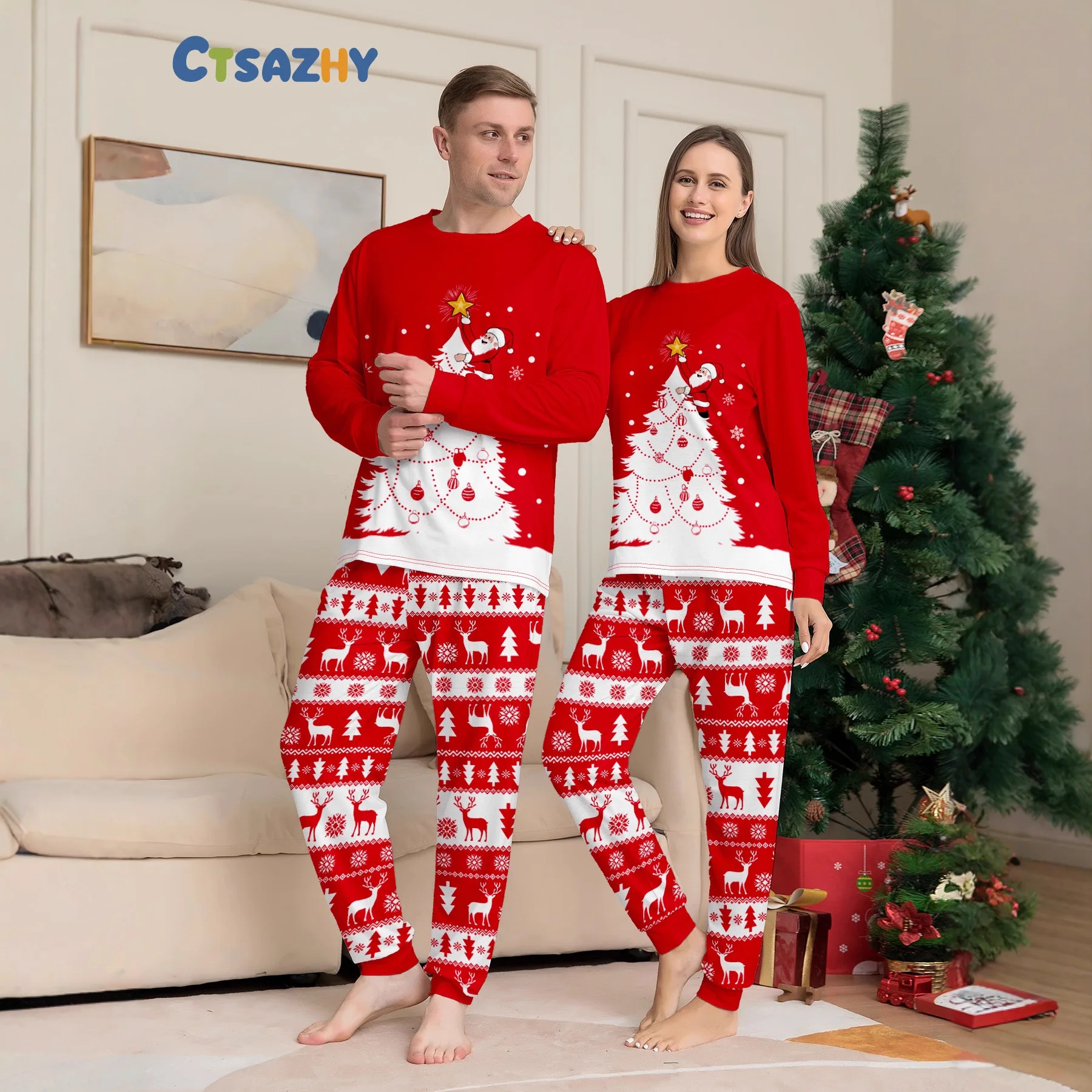 Merry Xmas Family Look Pajamas Short Sleeve Sleepwear Adults Kids Christmas Matching Pajamas Set Cute Print 2 Pieces Suit