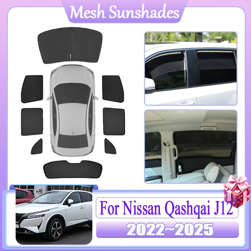 

Car Mesh Sun Shade For Nissan Qashqai J12 e-Power 2022 2023 2024 2025 Magnetic Sunshade Window Anti-UV Sun Visor Accessories