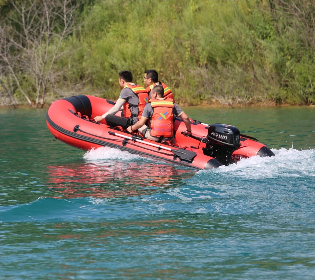 4.3m Folded  PVC Inflatable Rowing Boat for 6-8 Persons Outdoor Entertainment on Lake River and Offshore Fishing Inflatable Boat