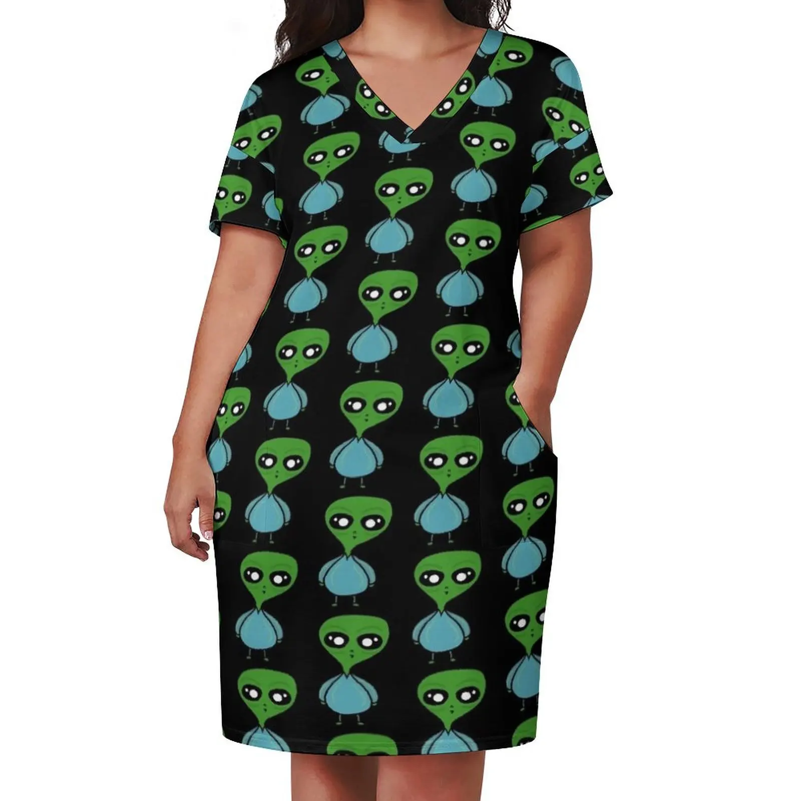 Funny alien Loose Pocket Dress summer dresses women 2025 Evening dresses Woman clothing